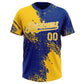 Custom Yellow Royal-White 3D Pattern Abstract Brush Stroke Two-Button Unisex Softball Jersey Limited