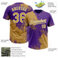 Custom Old Gold Purple-White 3D Pattern Abstract Brush Stroke Two-Button Unisex Softball Jersey Limited