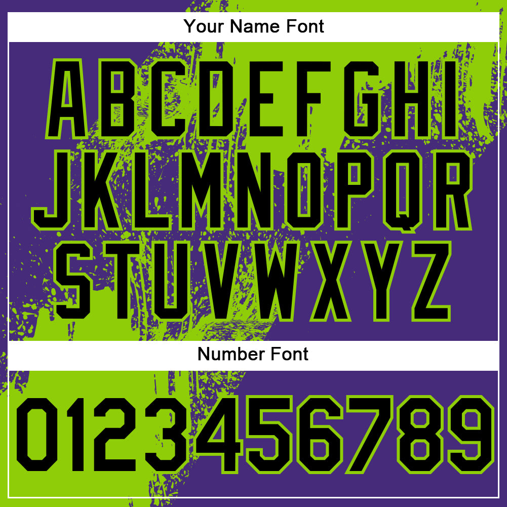 Custom Neon Green Black-Purple 3D Pattern Abstract Brush Stroke Two-Button Unisex Softball Jersey Limited