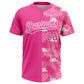 Custom Pink White 3D Pattern Tropical Palm Leaves And Famingo Two-Button Unisex Softball Jersey Limited