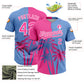 Custom Pink Light Blue-White 3D Pattern Hawaii Coconut Trees Two-Button Unisex Softball Jersey Limited