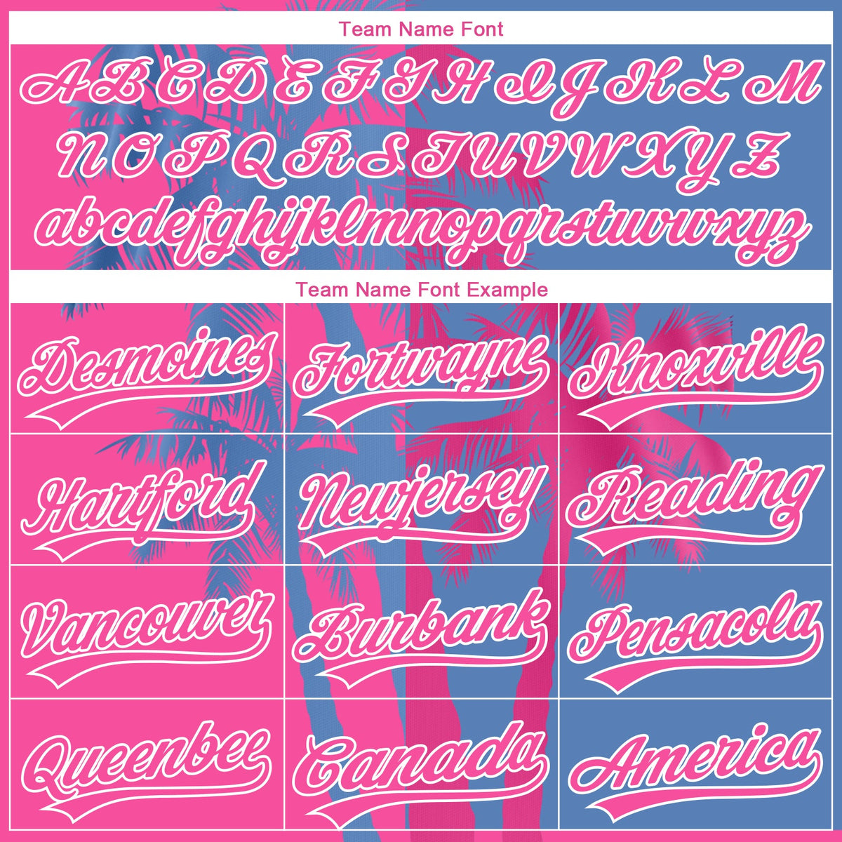 Custom Pink Light Blue-White 3D Pattern Hawaii Coconut Trees Two-Button Unisex Softball Jersey Limited