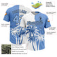 Custom White Light Blue-Black 3D Pattern Hawaii Coconut Trees Two-Button Unisex Softball Jersey Limited