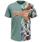 Custom Teal Texas Orange-White 3D Pattern Hawaii Tropical Palm Leaves Two-Button Unisex Softball Jersey Limited