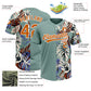 Custom Teal Texas Orange-White 3D Pattern Hawaii Tropical Palm Leaves Two-Button Unisex Softball Jersey Limited