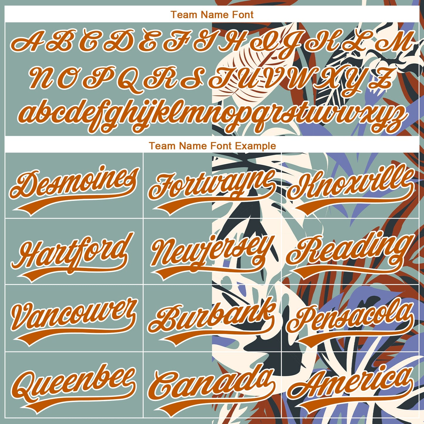 Custom Teal Texas Orange-White 3D Pattern Hawaii Tropical Palm Leaves Two-Button Unisex Softball Jersey Limited