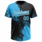 Custom Sky Blue Black-White 3D Pattern Abstract Brush Stroke Two-Button Unisex Softball Jersey Limited