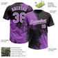 Custom Medium Purple Black-White 3D Pattern Abstract Brush Stroke Two-Button Unisex Softball Jersey Limited