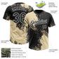 Custom Cream Black-White 3D Pattern Abstract Brush Stroke Two-Button Unisex Softball Jersey Limited