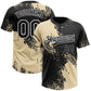Custom Cream Black-White 3D Pattern Abstract Brush Stroke Two-Button Unisex Softball Jersey