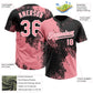 Custom Medium Pink Black-White 3D Pattern Abstract Brush Stroke Two-Button Unisex Softball Jersey Limited