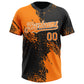 Custom Bay Orange Black-White 3D Pattern Abstract Brush Stroke Two-Button Unisex Softball Jersey Limited