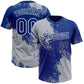 Custom Gray Royal-White 3D Pattern Abstract Brush Stroke Two-Button Unisex Softball Jersey