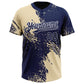 Custom Cream Navy-White 3D Pattern Abstract Brush Stroke Two-Button Unisex Softball Jersey Limited