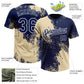 Custom Cream Navy-White 3D Pattern Abstract Brush Stroke Two-Button Unisex Softball Jersey Limited