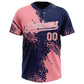 Custom Medium Pink Navy-White 3D Pattern Abstract Brush Stroke Two-Button Unisex Softball Jersey Limited