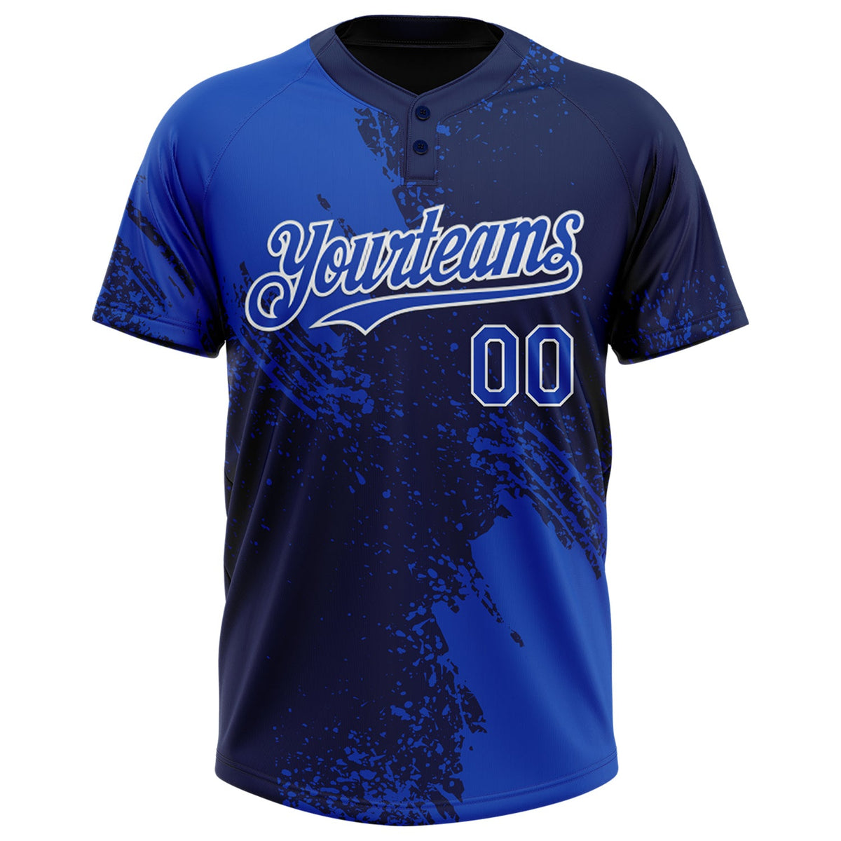 Custom Thunder Blue Navy-White 3D Pattern Abstract Brush Stroke Two-Button Unisex Softball Jersey Limited