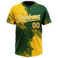 Custom Yellow Green-White 3D Pattern Abstract Brush Stroke Two-Button Unisex Softball Jersey Limited