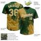 Custom Old Gold Green-White 3D Pattern Abstract Brush Stroke Two-Button Unisex Softball Jersey Limited