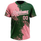 Custom Medium Pink Green-White 3D Pattern Abstract Brush Stroke Two-Button Unisex Softball Jersey Limited