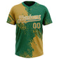 Custom Old Gold Kelly Green-White 3D Pattern Abstract Brush Stroke Two-Button Unisex Softball Jersey Limited