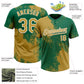 Custom Old Gold Kelly Green-White 3D Pattern Abstract Brush Stroke Two-Button Unisex Softball Jersey Limited