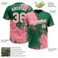 Custom Medium Pink Kelly Green-White 3D Pattern Abstract Brush Stroke Two-Button Unisex Softball Jersey Limited