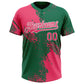 Custom Neon Pink Kelly Green-White 3D Pattern Abstract Brush Stroke Two-Button Unisex Softball Jersey Limited