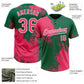 Custom Neon Pink Kelly Green-White 3D Pattern Abstract Brush Stroke Two-Button Unisex Softball Jersey Limited