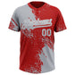 Custom Gray Red-White 3D Pattern Abstract Brush Stroke Two-Button Unisex Softball Jersey Limited