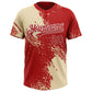 Custom Cream Red-White 3D Pattern Abstract Brush Stroke Two-Button Unisex Softball Jersey Limited