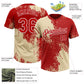 Custom Cream Red-White 3D Pattern Abstract Brush Stroke Two-Button Unisex Softball Jersey Limited