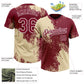 Custom Cream Crimson-White 3D Pattern Abstract Brush Stroke Two-Button Unisex Softball Jersey Limited