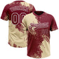 Custom Cream Crimson-White 3D Pattern Abstract Brush Stroke Two-Button Unisex Softball Jersey