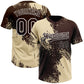 Custom Cream Brown-White 3D Pattern Abstract Brush Stroke Two-Button Unisex Softball Jersey