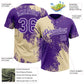 Custom Cream Purple-White 3D Pattern Abstract Brush Stroke Two-Button Unisex Softball Jersey Limited