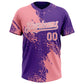 Custom Medium Pink Purple-White 3D Pattern Abstract Brush Stroke Two-Button Unisex Softball Jersey Limited