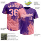 Custom Medium Pink Purple-White 3D Pattern Abstract Brush Stroke Two-Button Unisex Softball Jersey Limited