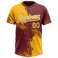 Custom Gold Burgundy-White 3D Pattern Abstract Brush Stroke Two-Button Unisex Softball Jersey Limited