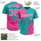 Custom Pink Aqua-White 3D Pattern Abstract Brush Stroke Two-Button Unisex Softball Jersey Limited