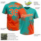 Custom Orange Aqua-White 3D Pattern Abstract Brush Stroke Two-Button Unisex Softball Jersey Limited
