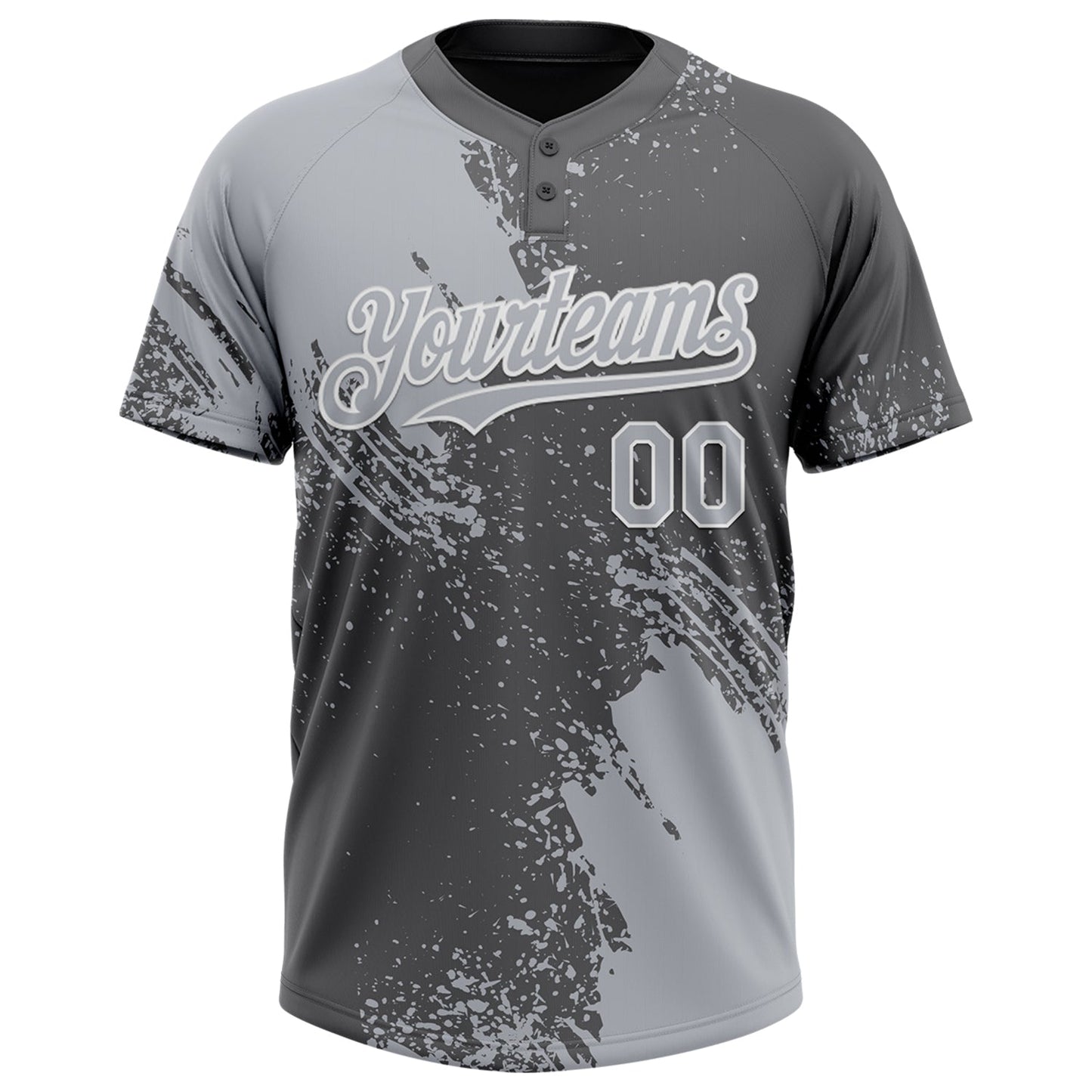 Custom Gray Steel Gray-White 3D Pattern Abstract Brush Stroke Two-Button Unisex Softball Jersey Limited