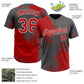 Custom Red Steel Gray-White 3D Pattern Abstract Brush Stroke Two-Button Unisex Softball Jersey Limited