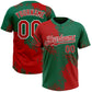 Custom Red Kelly Green-White 3D Pattern Abstract Brush Stroke Two-Button Unisex Softball Jersey