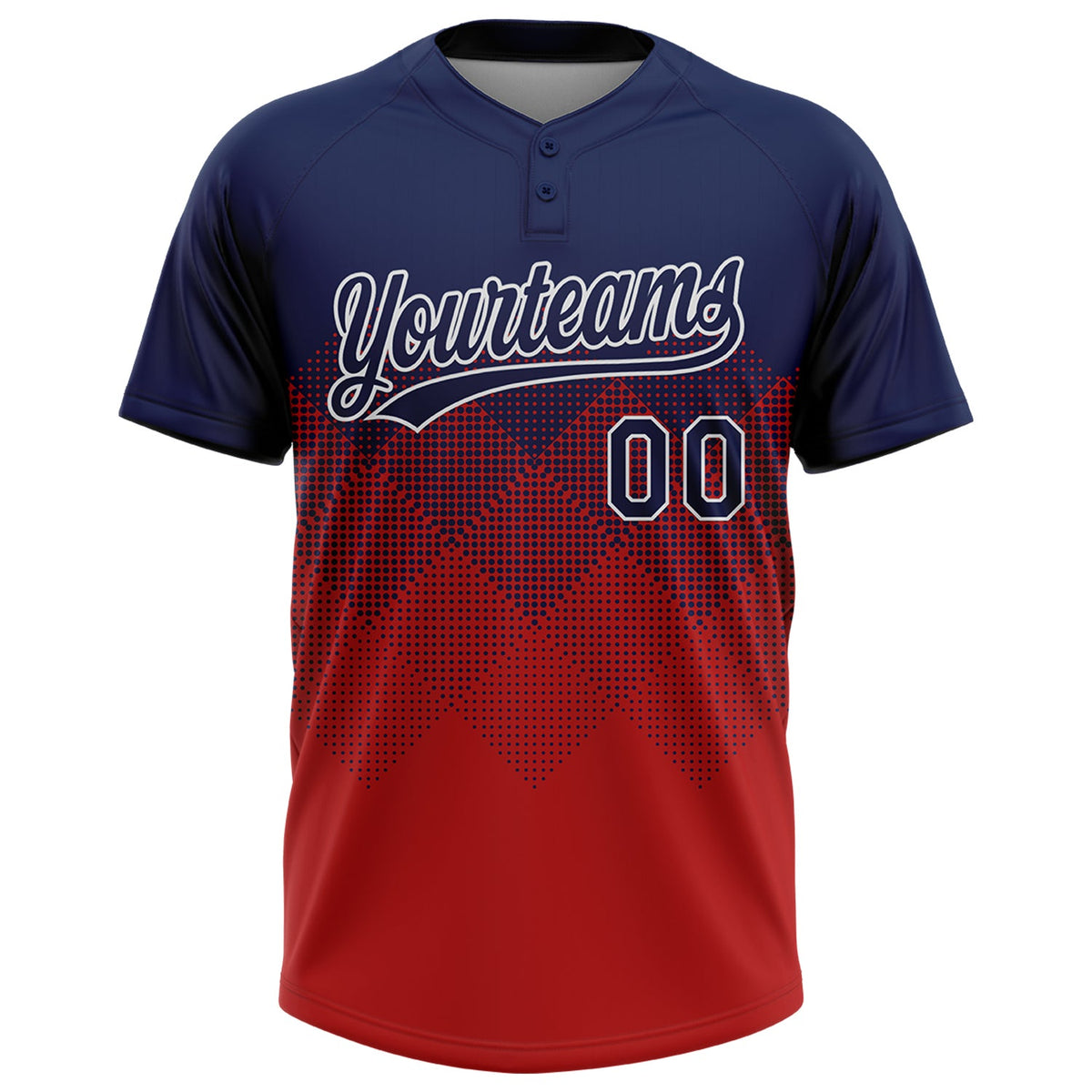 Custom Navy Red-White 3D Gradient Square Shape Two-Button Unisex Softball Jersey Limited