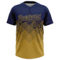 Custom Navy Old Gold 3D Gradient Square Shape Two-Button Unisex Softball Jersey Limited