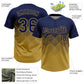 Custom Navy Old Gold 3D Gradient Square Shape Two-Button Unisex Softball Jersey Limited