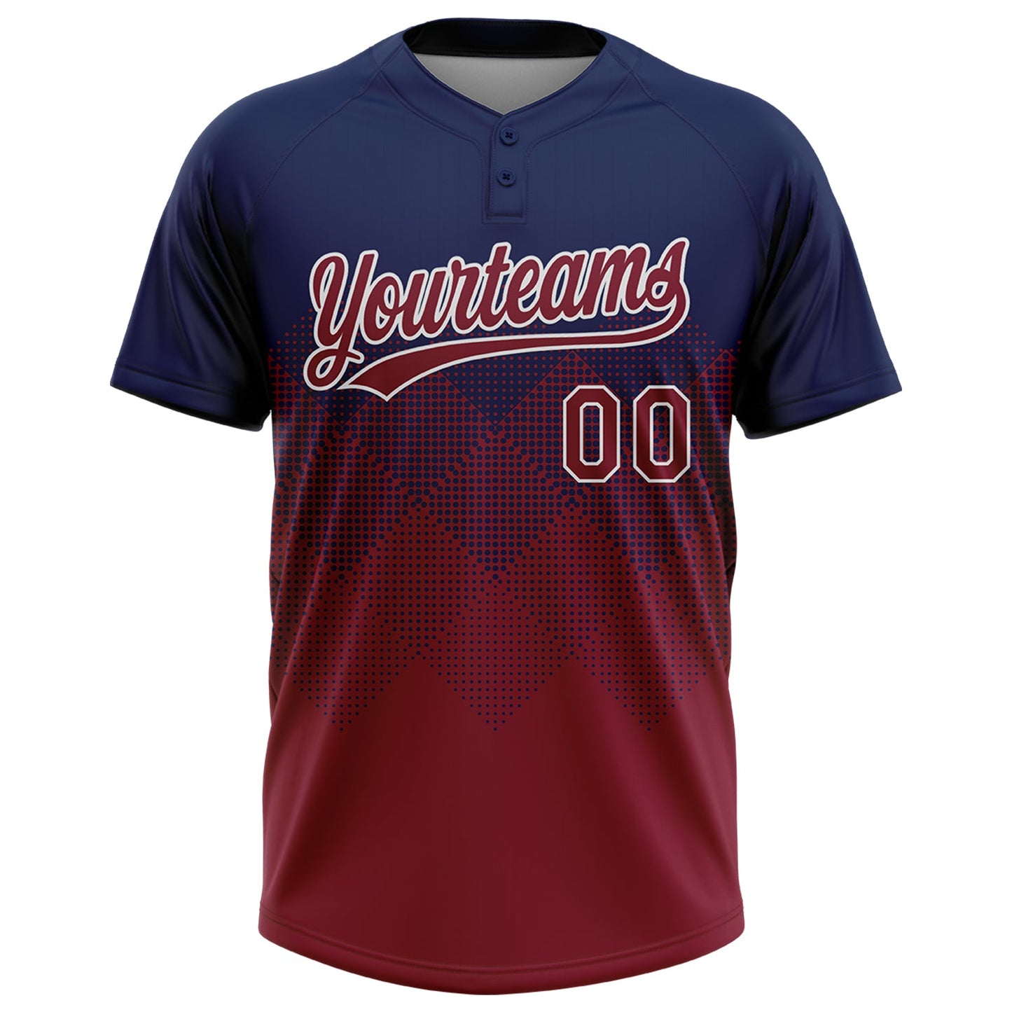 Custom Navy Crimson-White 3D Gradient Square Shape Two-Button Unisex Softball Jersey Limited