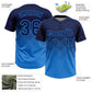 Custom Navy Electric Blue 3D Gradient Square Shape Two-Button Unisex Softball Jersey Limited