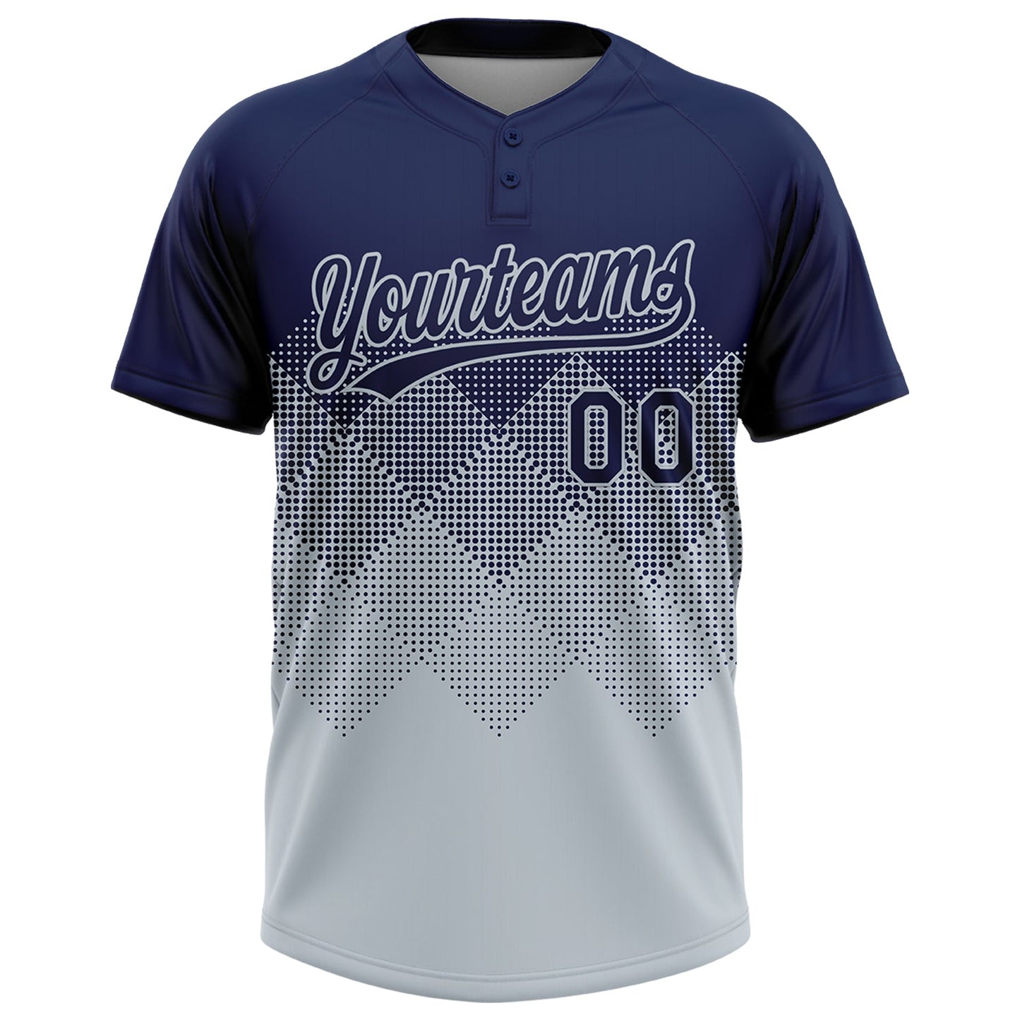 Custom Navy Silver 3D Gradient Square Shape Two-Button Unisex Softball Jersey Limited